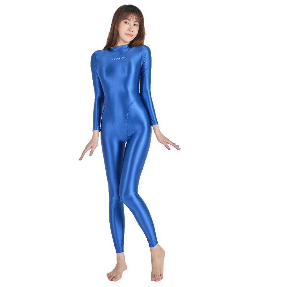 AMORESY Women Shiny Jumpsuits Bodysuit Catsuit Legging Yoga Zentai