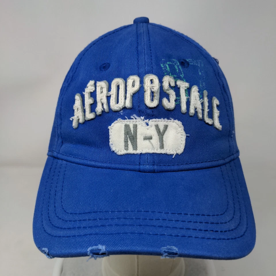 Sombrero ajustado con parche Aeropostale NY azul grande/XL orificios de ventilación sólidos 6 paneles Foto 2 de 4