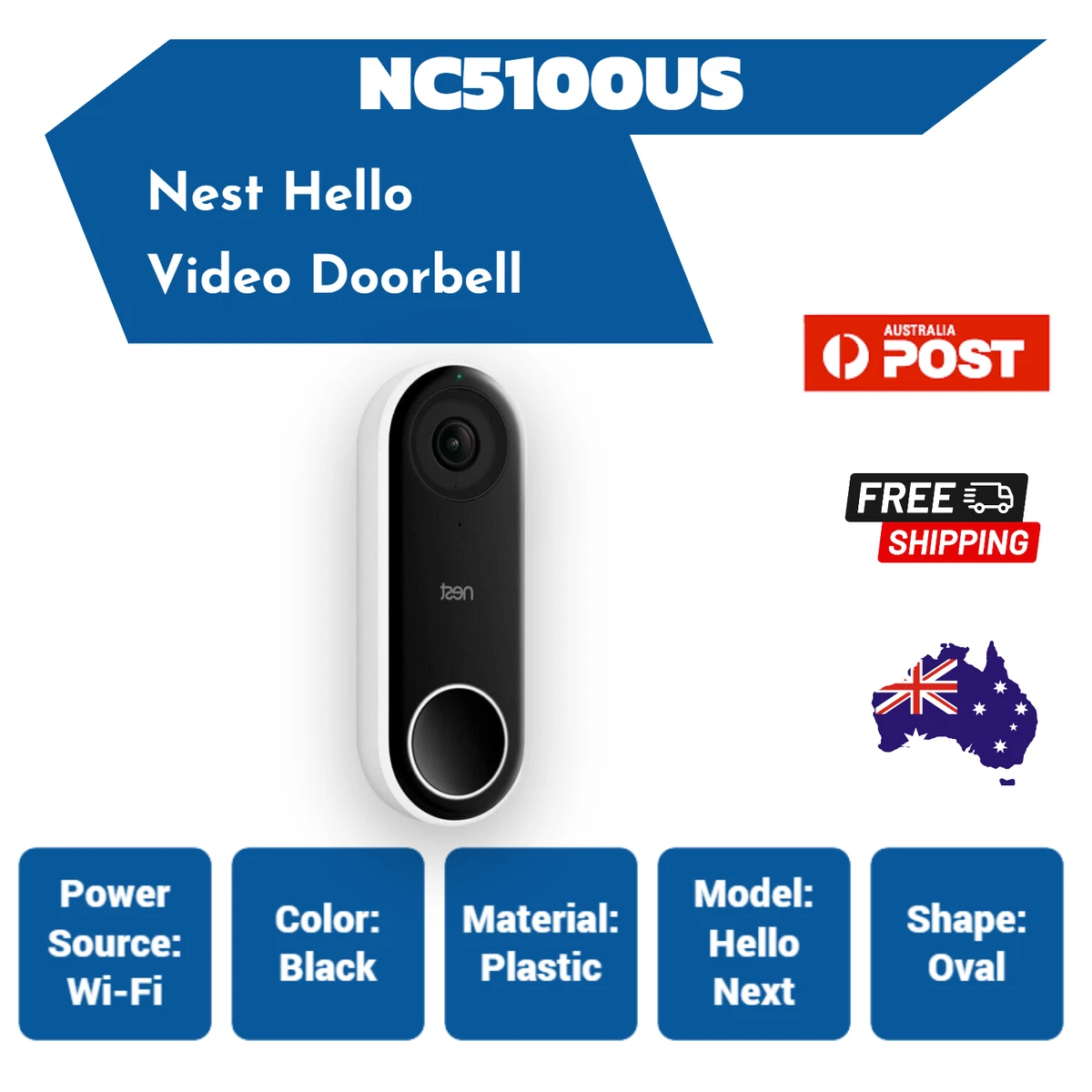 Google Nest Hello Smart Wi-Fi Video Doorbell NC5100US W- Home