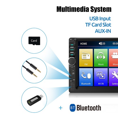 Double DIN 7" Car Stereo w/ Wireless Carplay & Android Auto BT USB AUX Head Unit - Picture 7 of 16