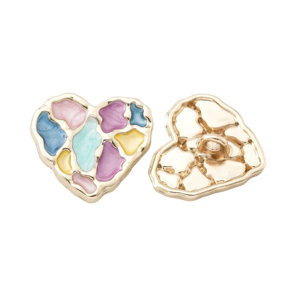 5pcs Heart Metal Decorative buttons Enamel style Sewing Clothing Crafts Diy 20mm - Image 4 of 4