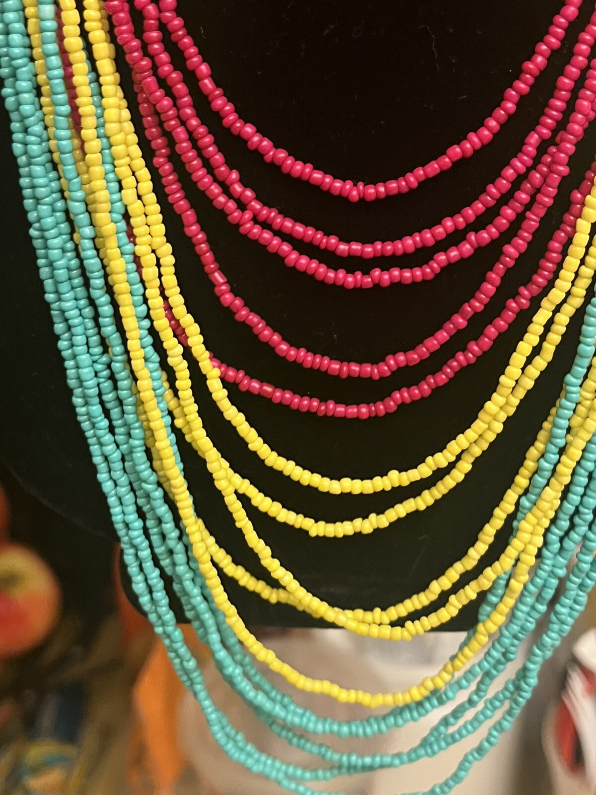 Silver Tone Mixed Material Multi Colored Beaded I… - image 2