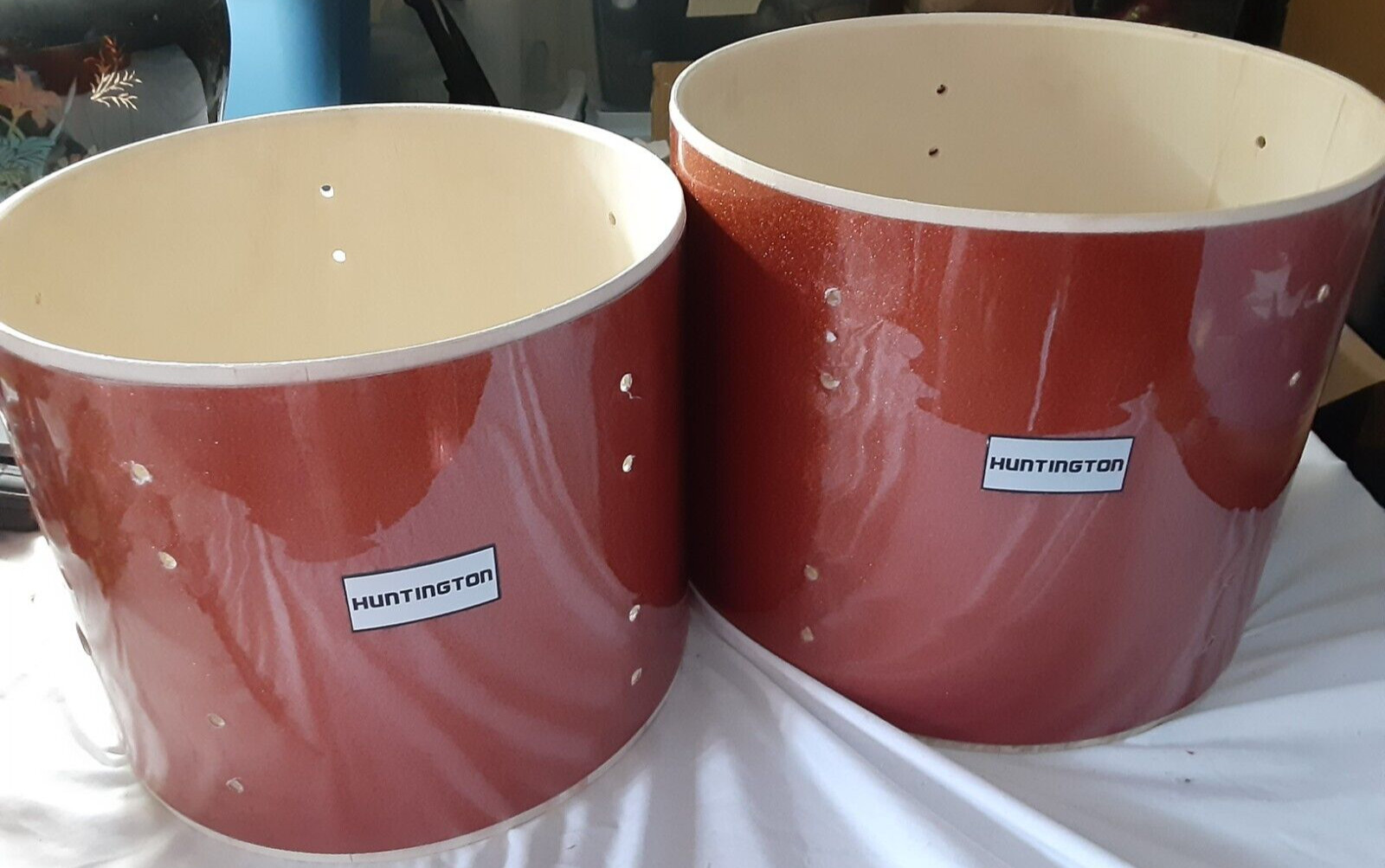 Huntington Drum SHELL Pack of 4: 22" bass, 14" snare, 2 toms, orange sparkle