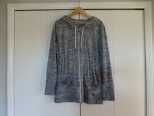 Athleta No Sweat Heather Gray Sweatshirt Jacket M Full Zip Hooded Pockets