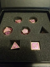 Polyhedral Metal 7Pc Dice Set Rose Pink/Gold; DnD, Roleplaying, FREE SHIPPING