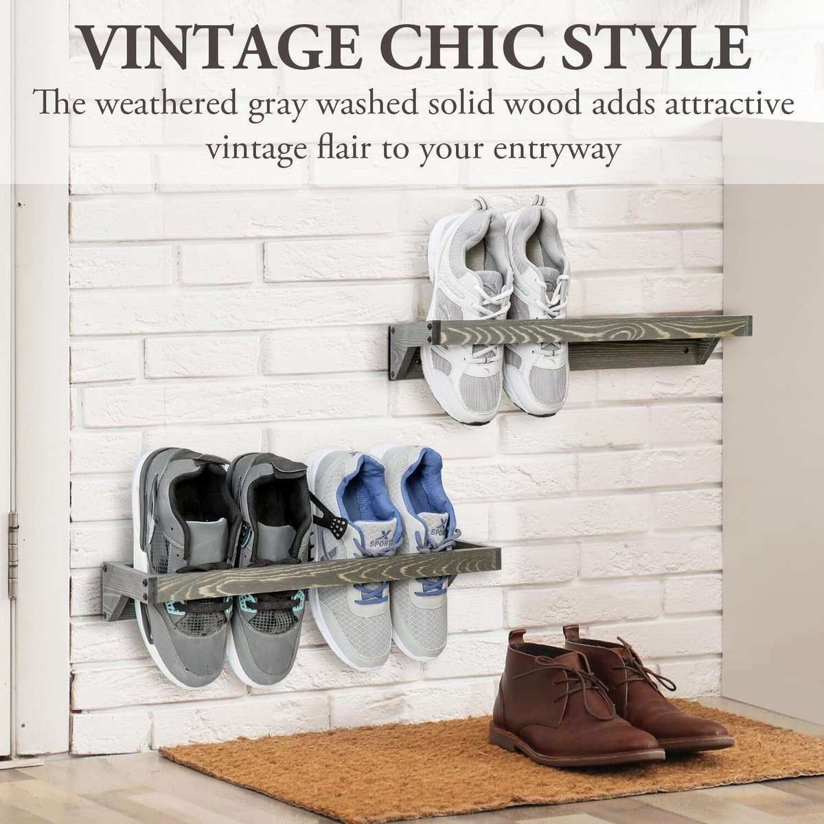 Nookfly Shoe Rack Wall Mounted Shoe Ack 30in, Hanging Shoe Oganize