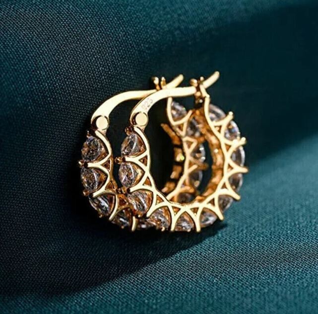 2Ct Lab Diamond Huggie Hoop Earrings in 14K Gold-image