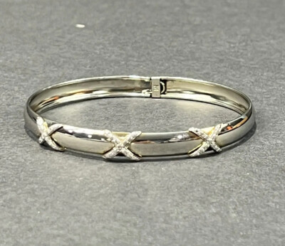 Sterling Silver & 1 Diamond Designer FAS XXX TRIPLE X Bangle