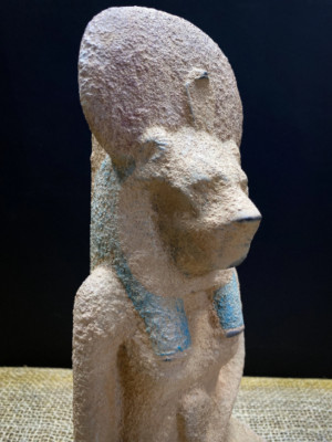 Egyptian Lion Goddess Sekhmet Statue Wearing A Sun Disk