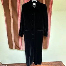 Black Velvet/silk Maxi Coat- Kenar- Size M