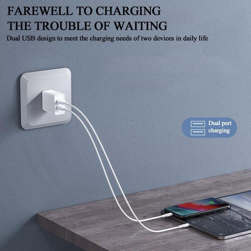 12W USB Wall Charger Dual Port 2.4A/5V USB Plug, Power Adapter Charging Q7X2 hot - Photo 3 sur 11