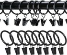 100PCS Black 1.26in Curtain Rings with Metal Clips Hook For Hanging Curtain Hats