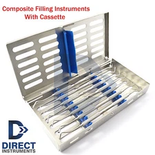 Dental Composite Filling Instruments Kit Plugger Spatula Restorative + Cassette