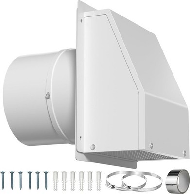 4 Inch Dryer Vent Cover Outside, Hooded Wall Vent with Screen & Damper - Stai...