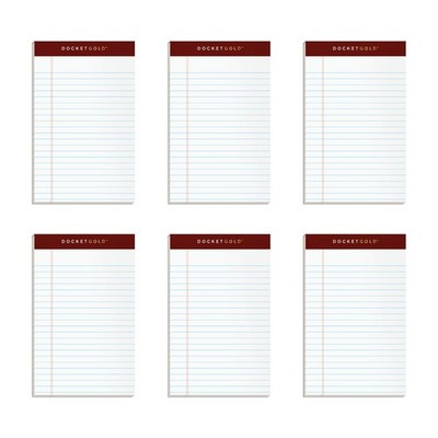 TOPS Docket Gold Writing Pads, 5'' x 8'', Jr. Legal Rule, 50 Legal, White 