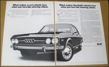 1970 Audi 2-Page Print Ad Car Automobile Vintage Advertisement German Germany