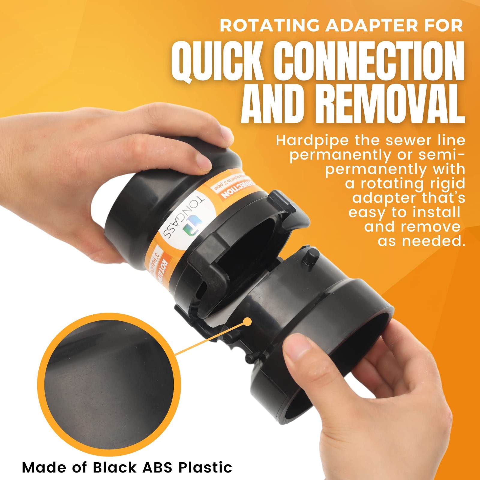 RV Sewer Hose Adapter Combo Pack 3 Inch Hub Bayonet Hook Thread Seal Tape PVC