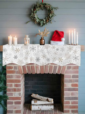 Christmas Mantle Scarf 70 x 17 Inch, Snowflake Decorations Christmas Fireplac...