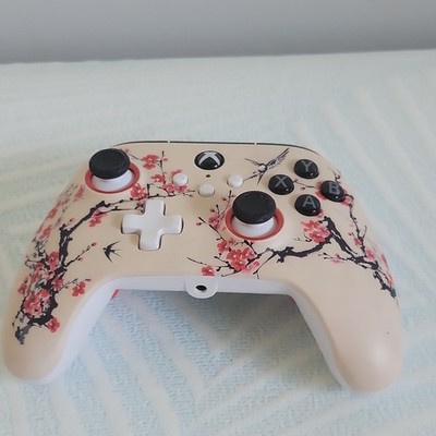 White Cherry Blossom Floral Xbox Style Gamepad Controller - Pink/Black