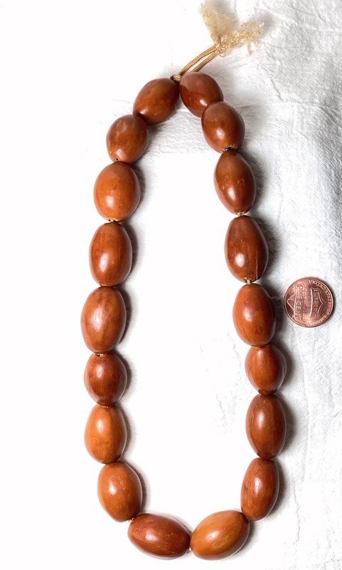 ANTIQUE CHINESE QING OLIVE LARGE PIT SEED NUT MALA PRAYER BEADS NOT WOODANTIQUE