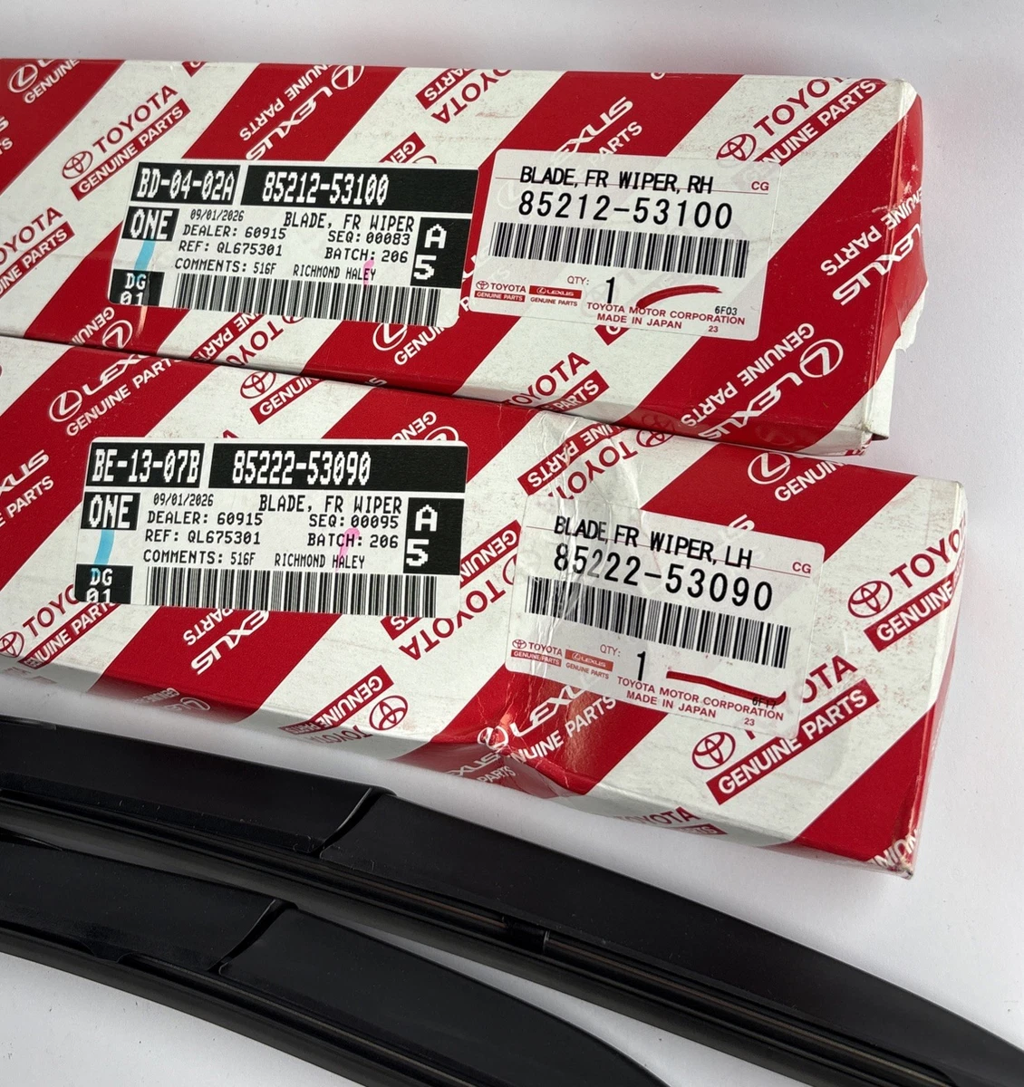Genuine OEM Toyota Lexus Front Wiper Blades Set LH RH 85222-53090 85212-53100 photo 2