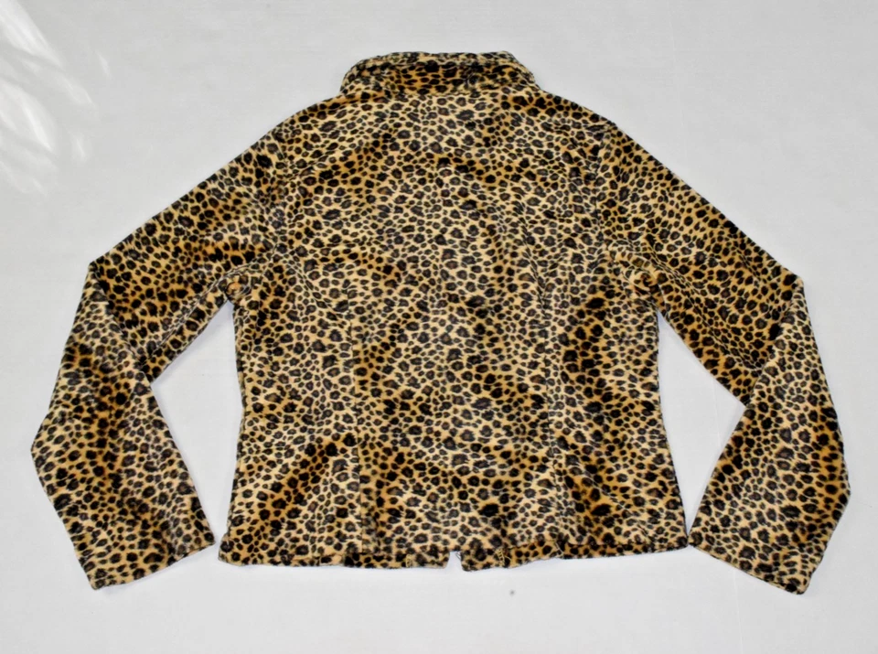 Chaqueta De Colección Rave 4 Talla Real S/M Años 80 Brillante Estampado Leopardo Cremallera Hecha en EE. UU. Foto 2 de 4