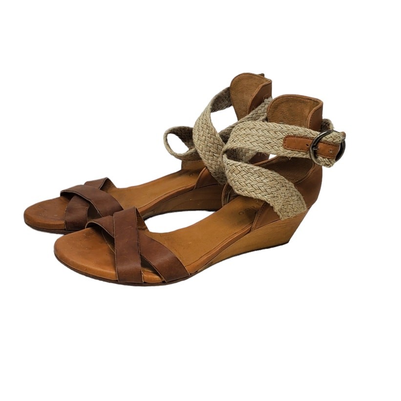 APL Sandalo con zeppa Cocolico 37 5 marrone pelle intrecciata cinturino alla caviglia comodo costiero