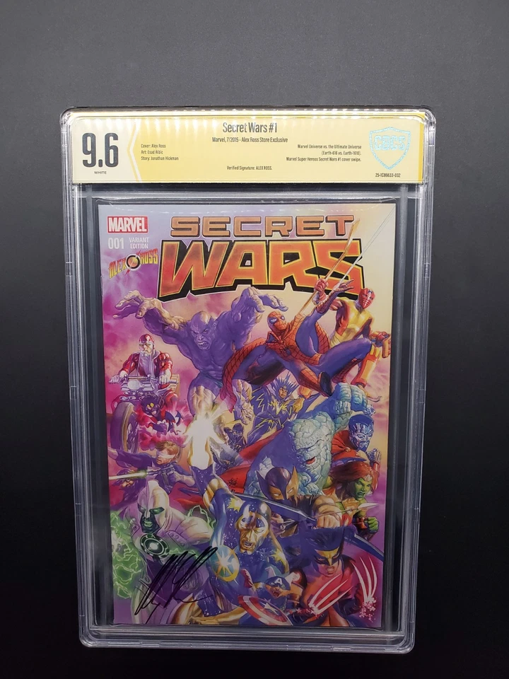 Secret Wars #1  CBCS 9.6 SIGNED ALEX ROSS Store Variant Avengers Homage Cover  - Image 2 of 4