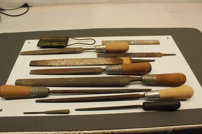 Vintage Metal File Lot of 10 Different Files - Flat, Rasp, Rat Tail, Angle +
