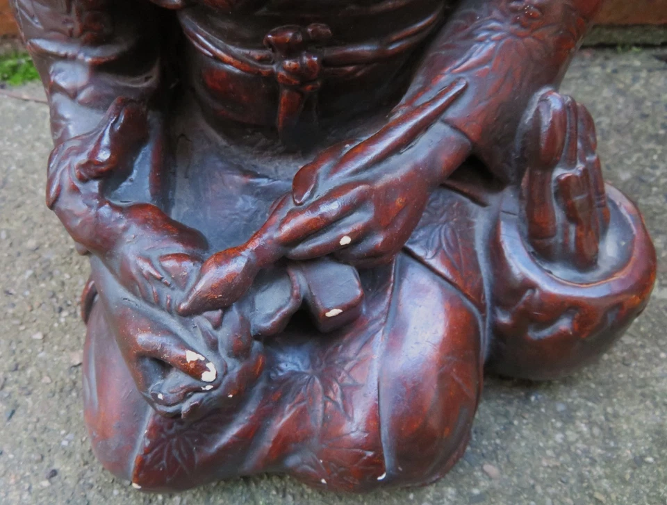 STATUE GHEISHA et la GRUE blessée JAPON XIXeme Plâtre à patine brune - Photo 4/4
