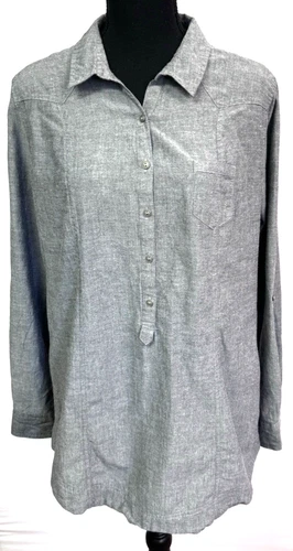 CATO WOMENS LARGE GREY COTTON TUNIC TOP
