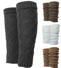 Dimond Knit Solid Winter Cable Knit Long Leg Warmers