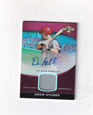 2011 DREW STUBBS TOPPS TRIPLE THREADS  GU JERSEY & AUTO 45/99 CINCINNATI REDS