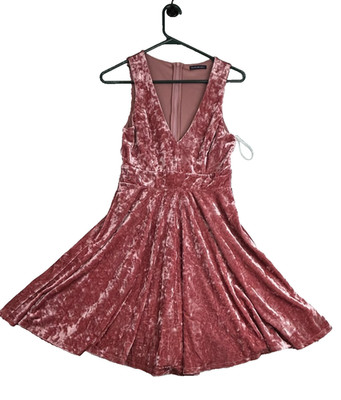 Basil & Lola Velvet Fit Flare Dress XS (Estimated) Dusty Rose Sleeveless