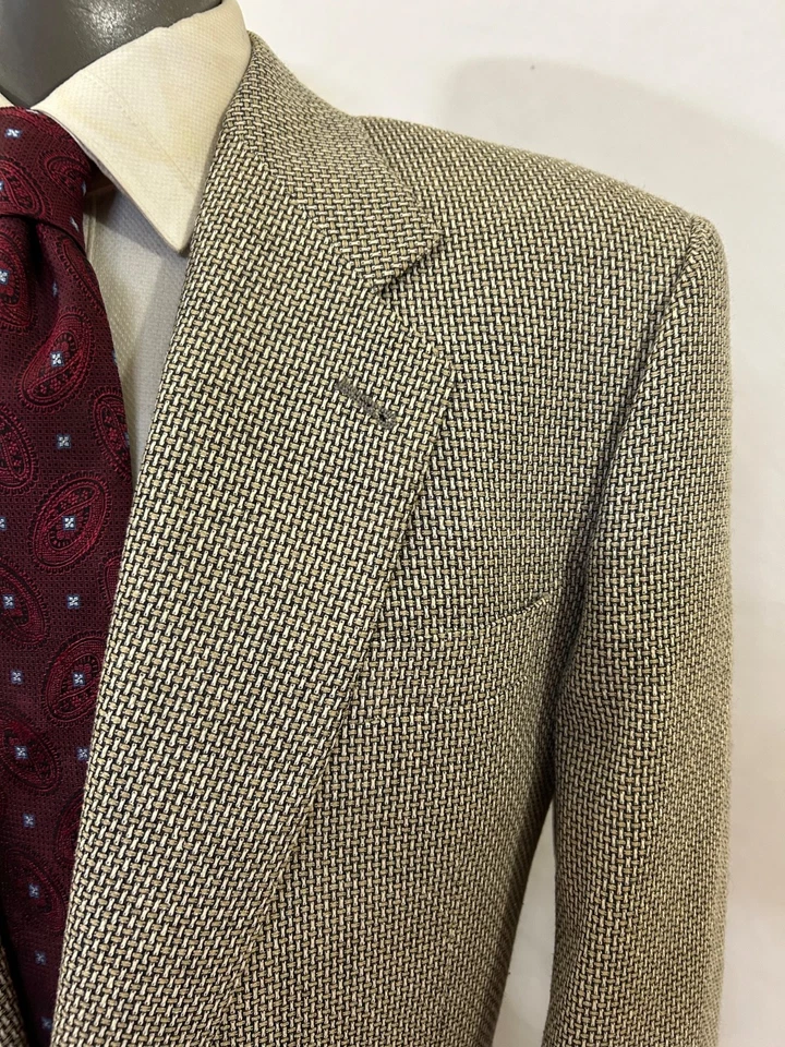 Abrigo deportivo Lanificio Fratelli Bacci LUCHO para hombre talla 46L dorado negro tweed hecho en Italia Foto 3 de 4