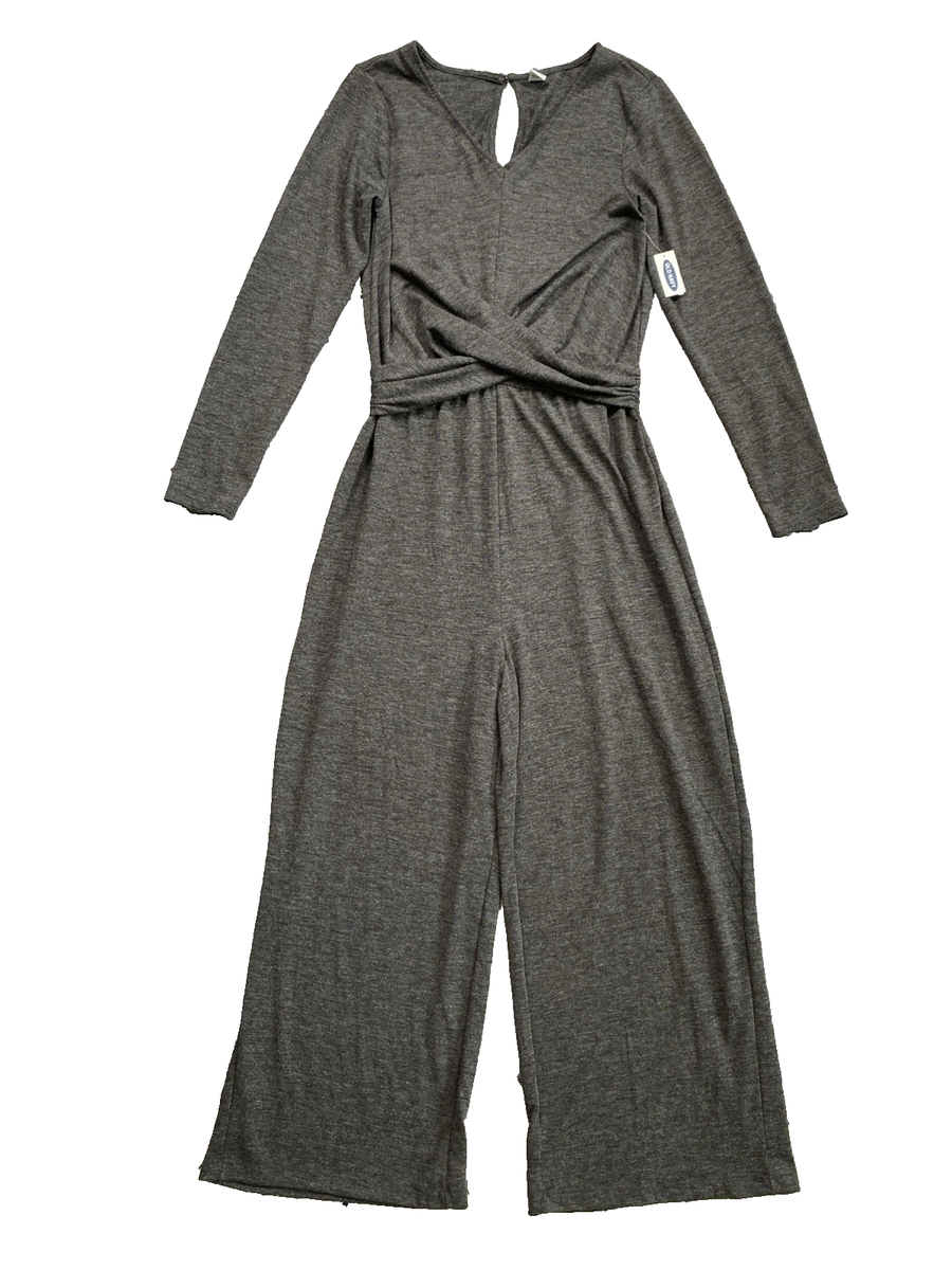 NWT! Old Navy Jumpsuit Gray Soft Knit Wrap Wide Leg Lounge Women's XXL  #H96-74