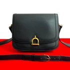 CELINE Horsebit Metal Shoulder Bag leather Navy 31472