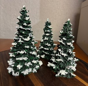 Lynn’s Glittered Frosty Pine Forest Christmas Trees (Set of 3) 6.5-7.5 in tall
