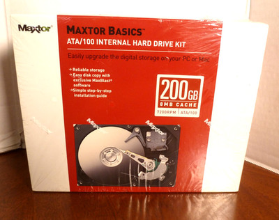 Maxtor Basics ATA/100 Internal Hard Drive Kit 200GB 8MB Cache 7200RPM NEW
