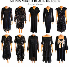 50 Pcs Ladies Black Dresses Mixed Sizes Styles Wholesale Reseller Job Lot