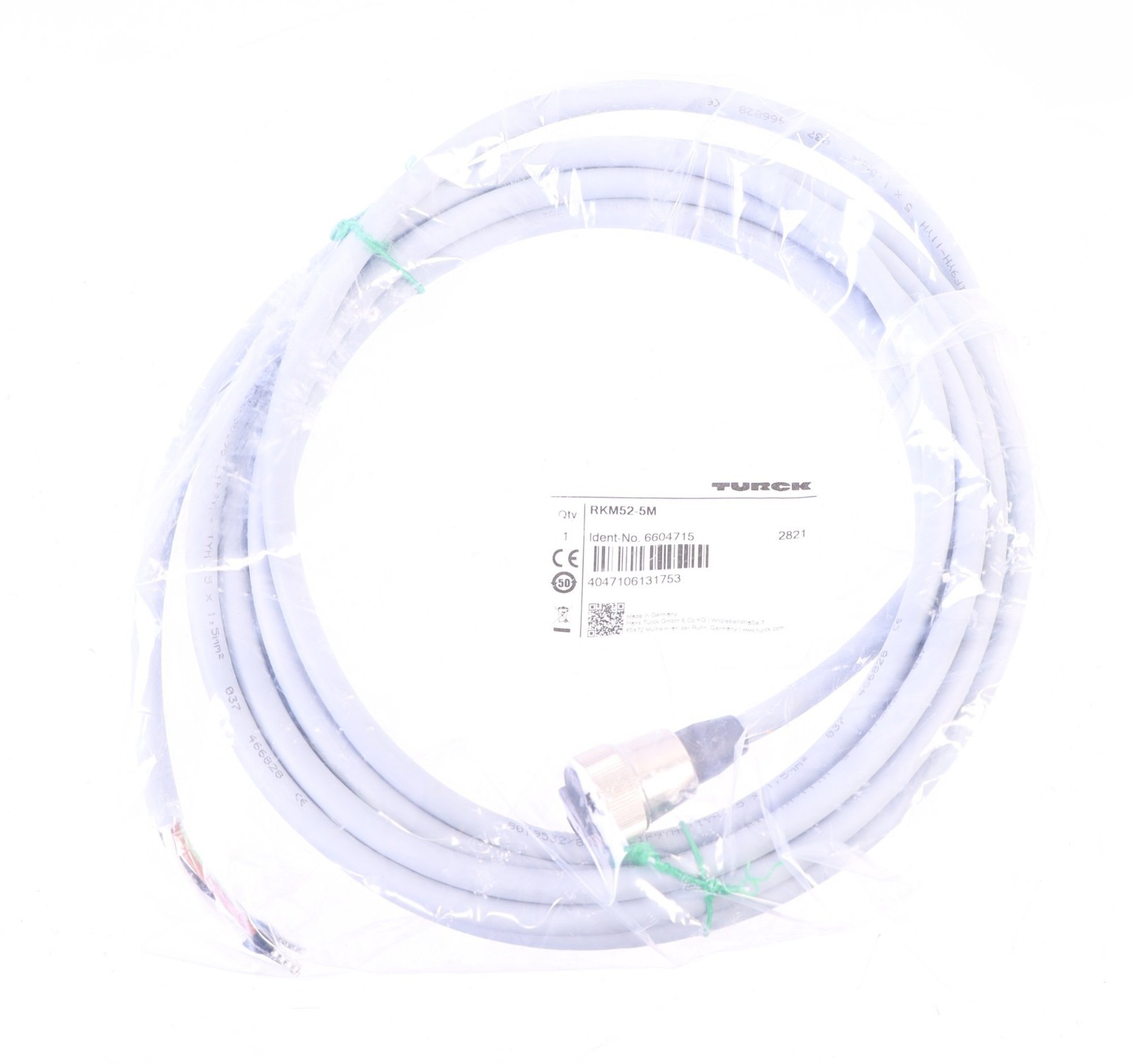 TURCK RKM52-5M 6604715 FEMALE 7/8" PLUG CABLE ! NEW !