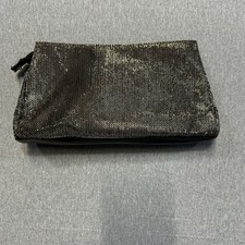 Lancome Paris Gold/Black Shimmer Travel Chic Cosmetic Bag With Metal Rose Zipper
