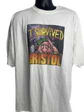 I Survived Bristol Shirt Mens 2XL White Graphic Tee Gildan Ultra Cotton Humor
