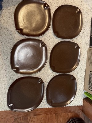 MCM Roseville Pottery Raymor Ben Seibel Autumn Brown Dinner Plates #152 - 6 pc