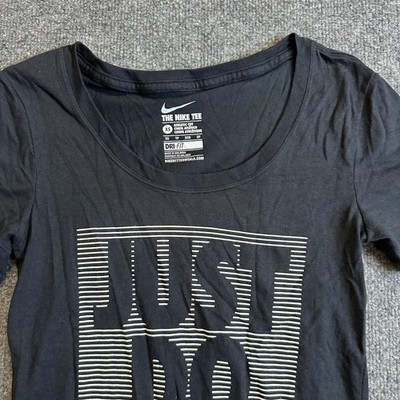 Nike T-Shirt Womens Size XS Black Dri-Fit Just Do It Graphic Athletic Gym Tee