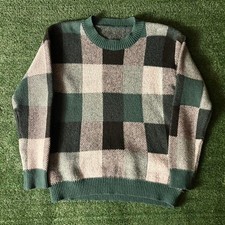 Vintage 1990s Green and White Checkered Sweater