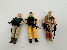 3x Vintage G.I. Joe Toy Figures - Duke, Lightfoot & Crankcase + 4 Random Weapons
