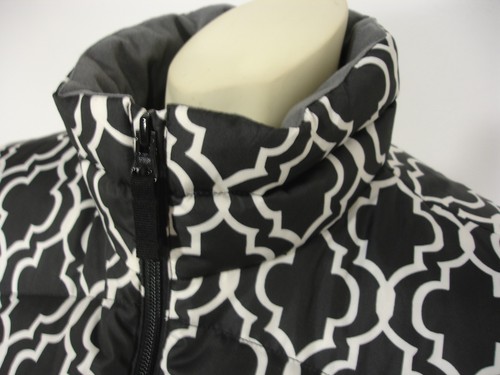 LANDS' END GEOMETRIC PRINT DOWN PUFFER SLEEVELESS JACKET VEST WOMEN'S L 14-16 - Picture 5 of 9