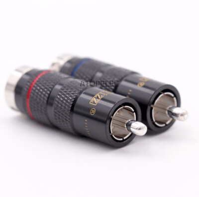 1 pair EIZZ Rhodium Male RCA Plug Thick Silver Plated Tellurium Copper Pin