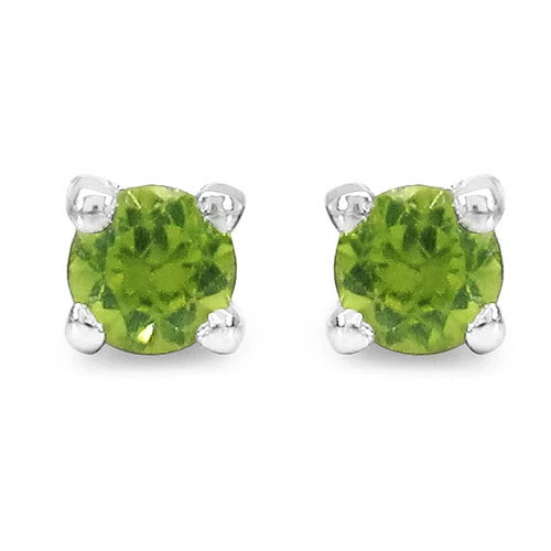 Orecchini a bottone a cuore con peridoto in pietra singola in argento